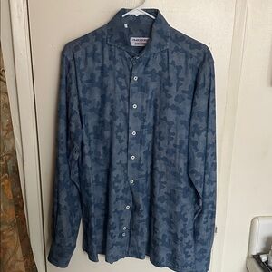 Men's Blue Camouflage Button Down Shirt 16